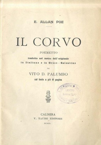 Edgar Allan Poe: Il Corvo (Paperback, Italian language, 1903, V. Taube Editore)